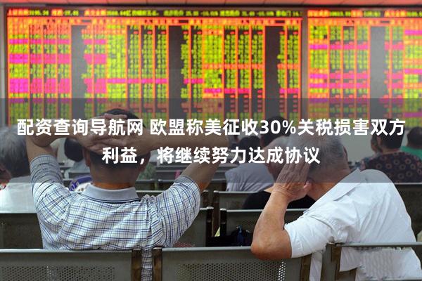 配资查询导航网 欧盟称美征收30%关税损害双方利益，将继续努力达成协议