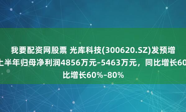 我要配资网股票 光库科技(300620.SZ)发预增，预计上半年归母净利润4856万元–5463万元，同比增长60%–80%